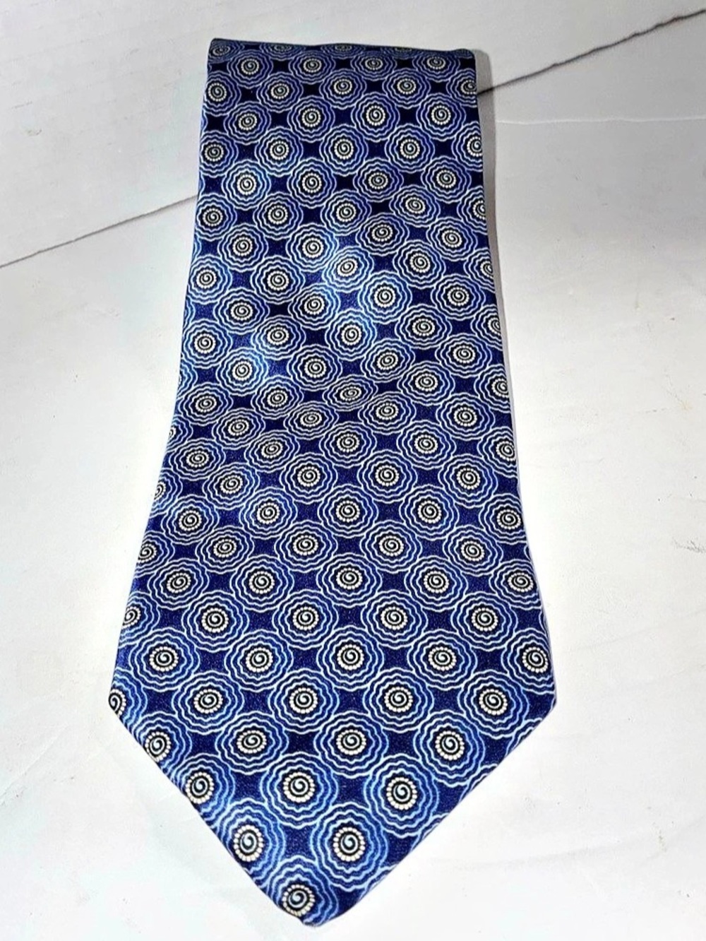 Gianni Franco Silk Geometric Tie in Blue & White Like New